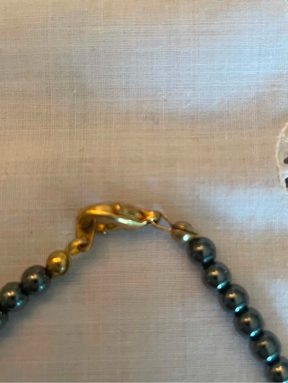 Source Unknown Hematite Bead Necklace with Geometric Pendant - Black
